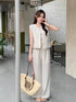 Women Classy Sleeves Lace Border Vest With Trouser Sets